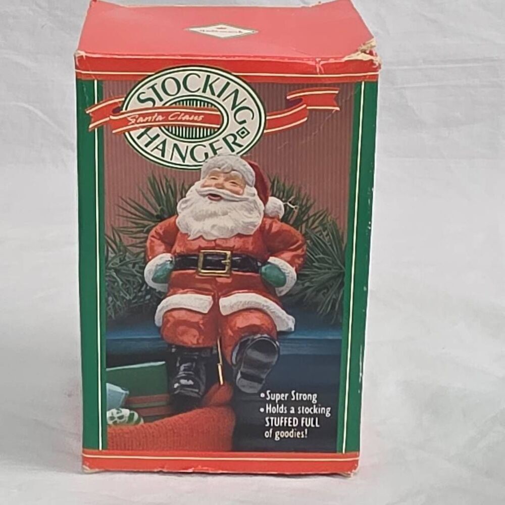 Santa Claus Stocking Hanger Figure w/ Box Holiday Decor